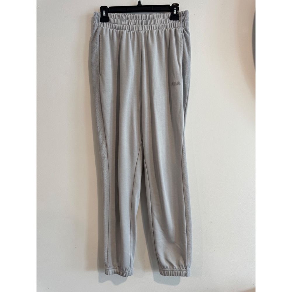 FILA‎ Side Stripe Jogger Sweatpants Womens S Grey Elastic Waist Relaxed Fit